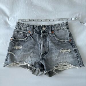 Distressed Gray Zara Denim Shorts